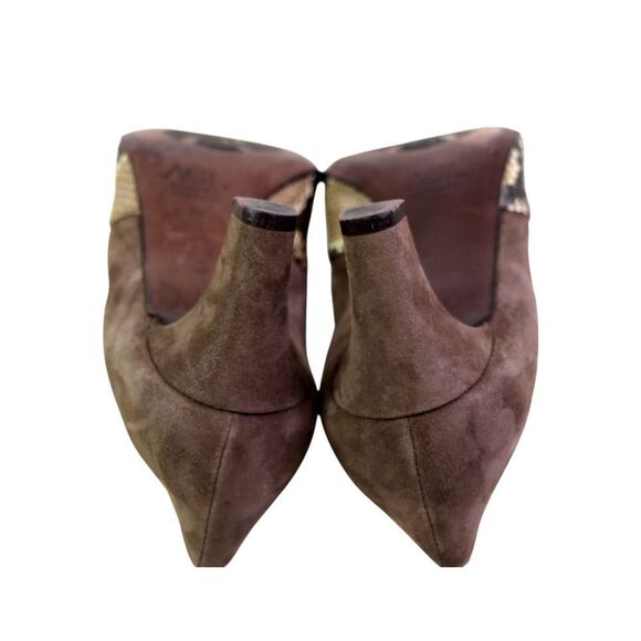 AGL Italy BROWN REAL LEATHER SUEDE LOW HEEL POINTED PUMP WOMEN'S SHOES Size 40 - Picture 7 of 10